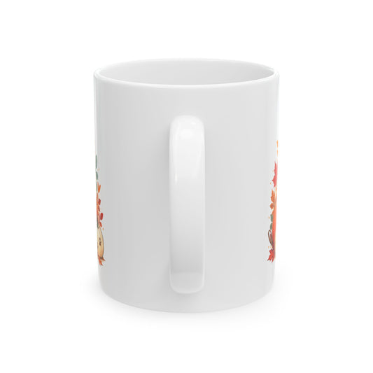 Ceramic Mug with Adorable Autumn Pups and Fall Leaves