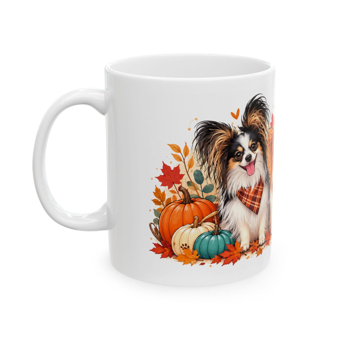 Ceramic Mug with Adorable Autumn Pups and Fall Leaves