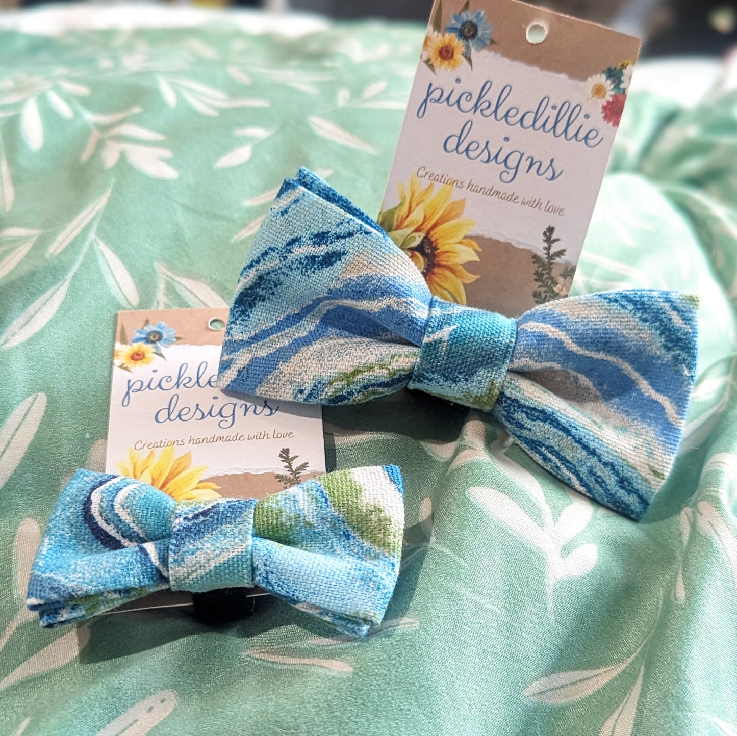 Discover handsewn dog bowties made in Annapolis, Maryland by Pickledillie Designs. Elevate your pet's style with unique cloth pet fashion accessories. Shop small and support local artisans.