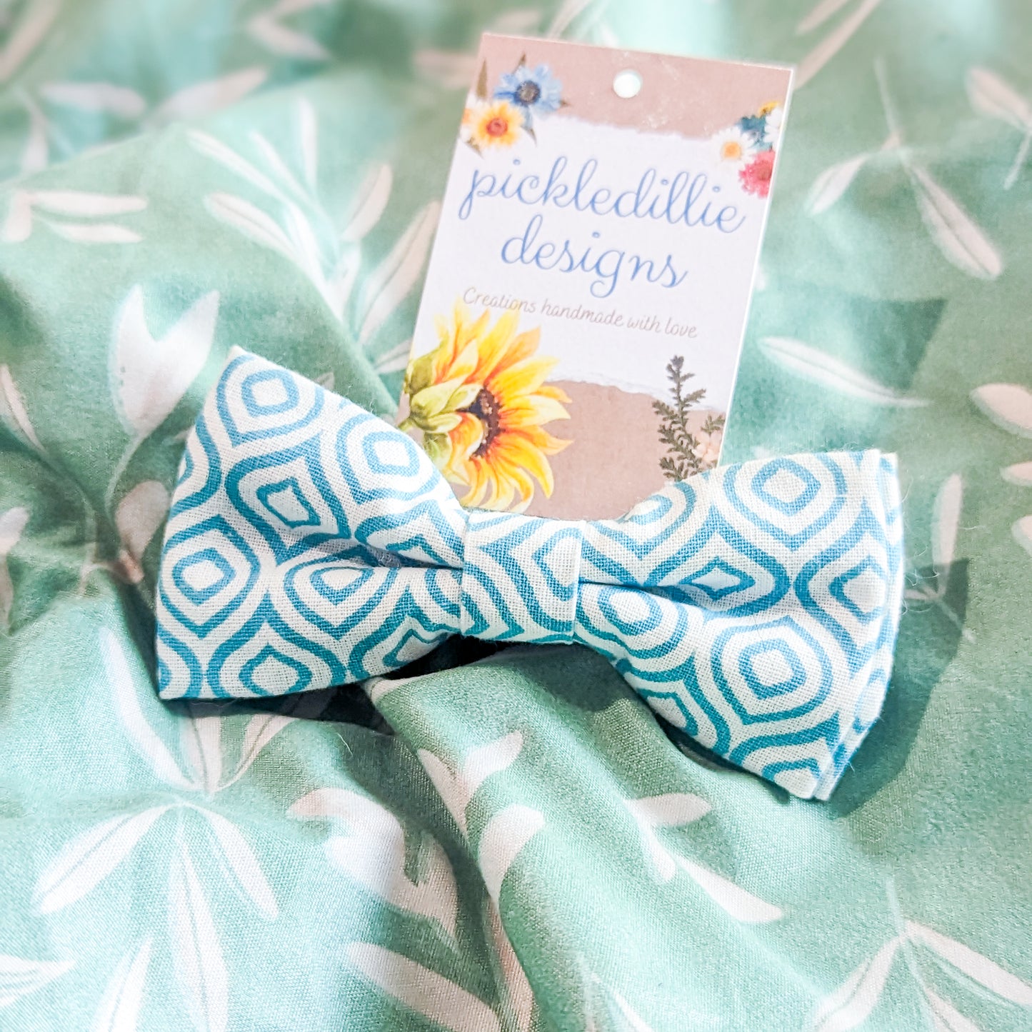 Blue Geo Summer Dog Bowtie
