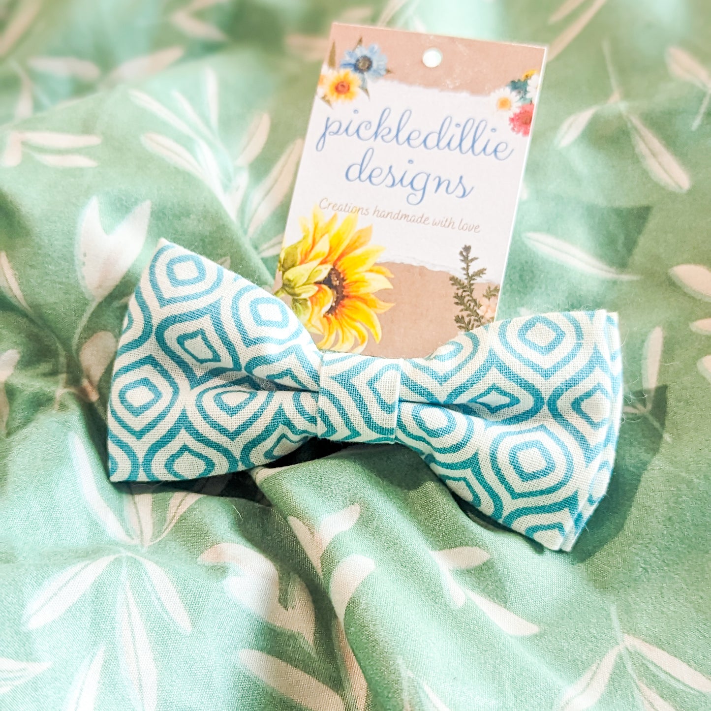 Blue Geo Summer Dog Bowtie