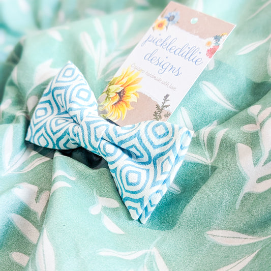 Blue Geo Summer Dog Bowtie