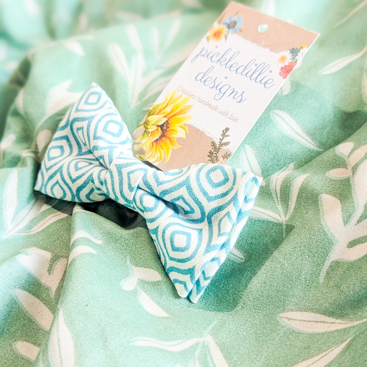 Blue Geo Summer Dog Bowtie
