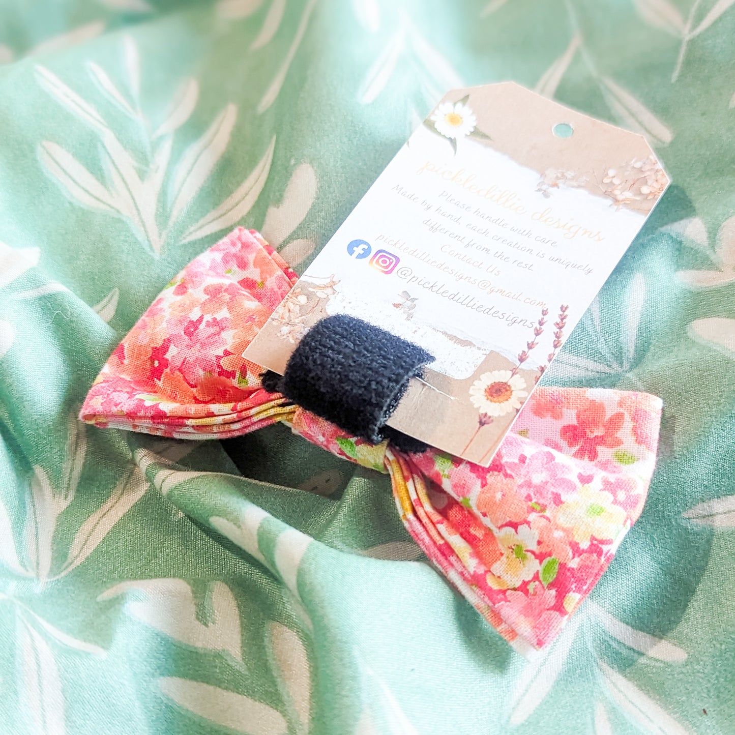 Pink Spring Floral Dog Bowtie