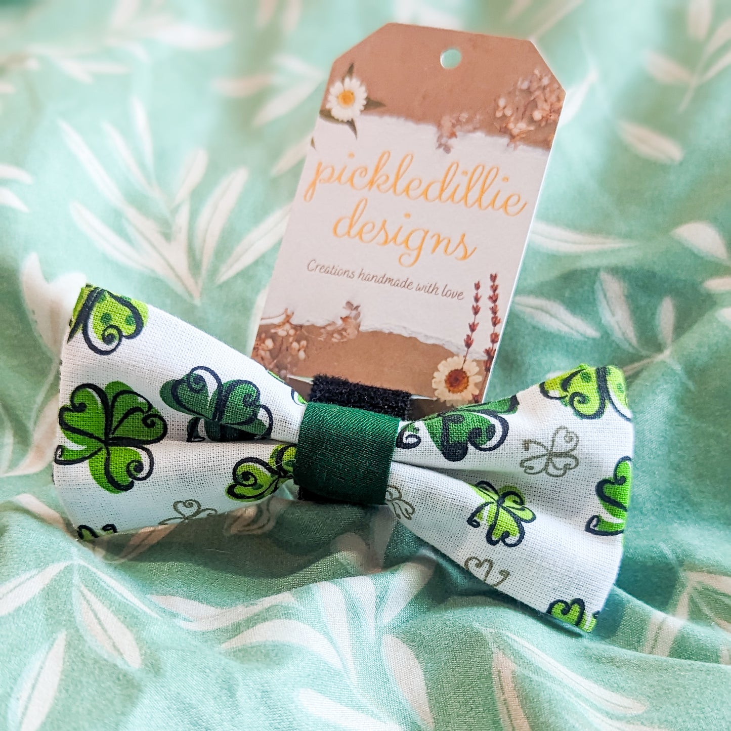 Cartoon Irish Clover Dog Bowtie