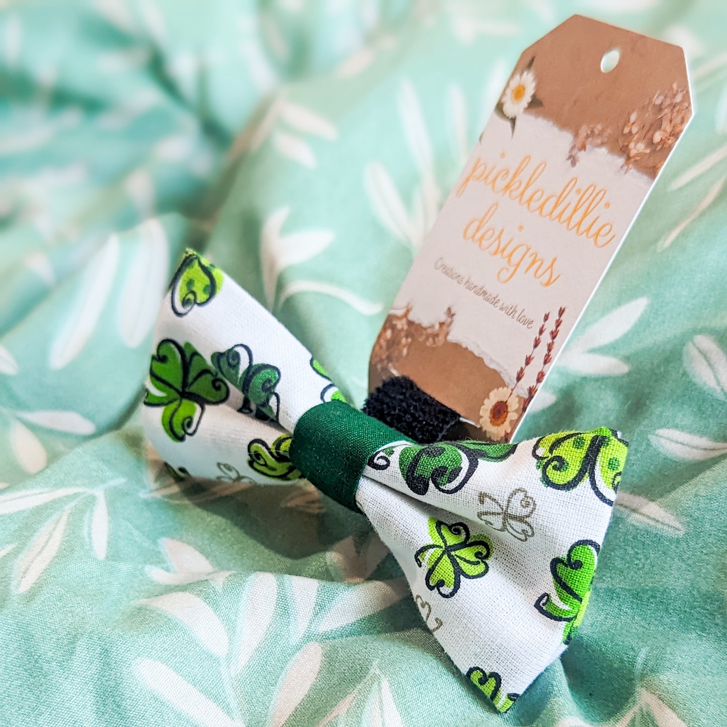 Cartoon Irish Clover Dog Bowtie