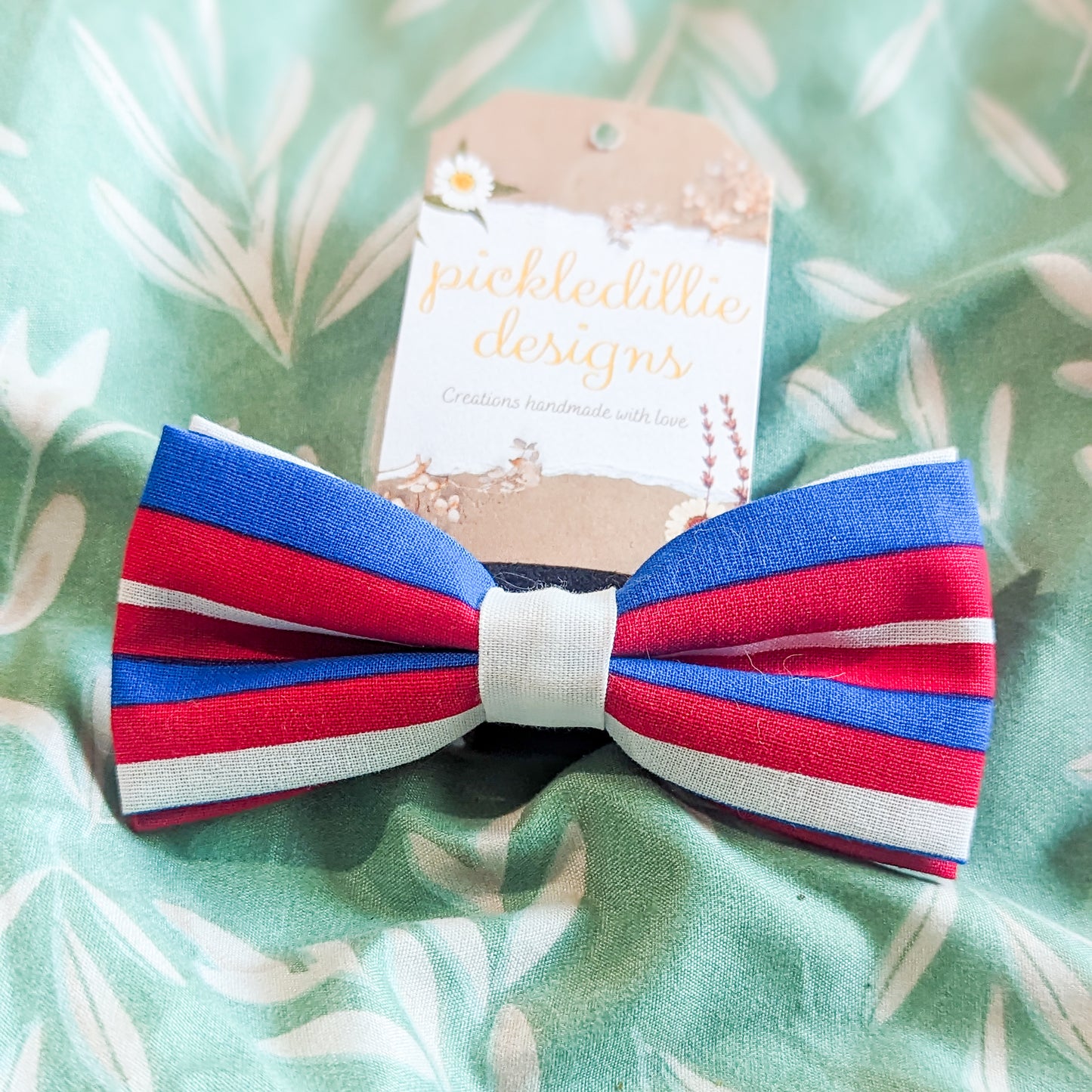 RWB Stripes Dog Bowtie