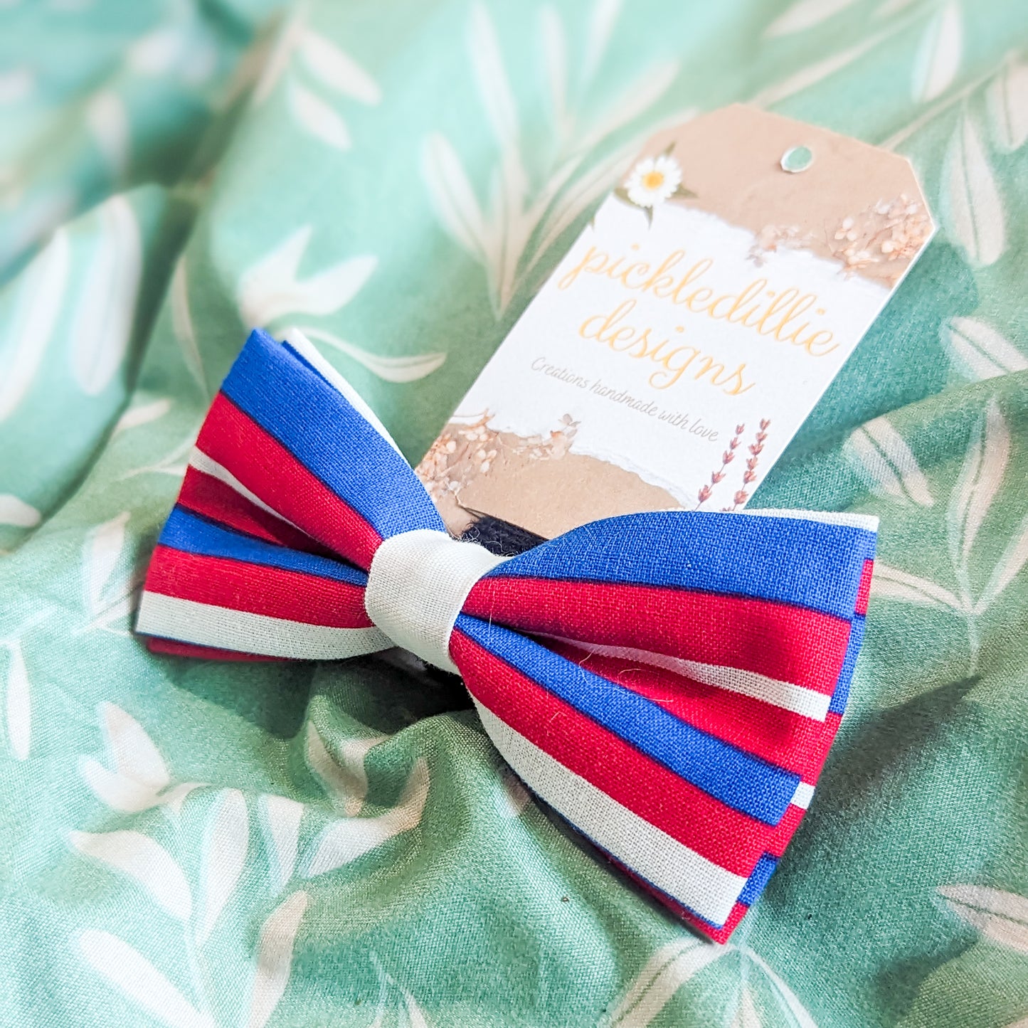 RWB Stripes Dog Bowtie