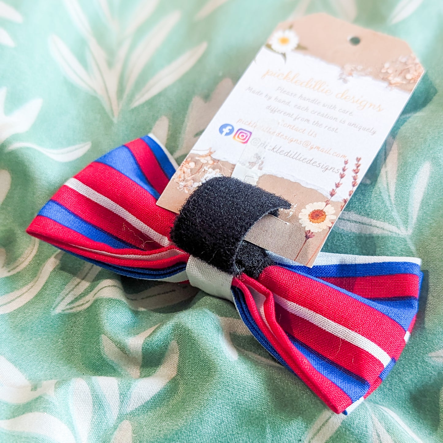 RWB Stripes Dog Bowtie