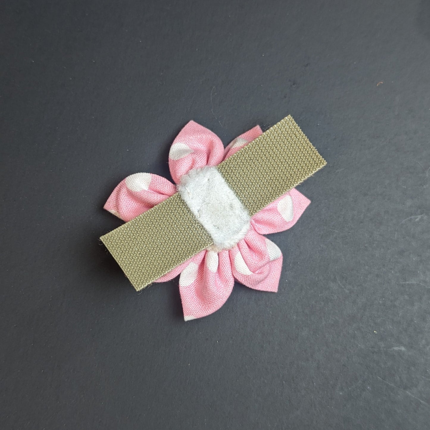 Pink Dot Dog Flower Bow - XS