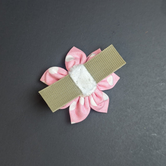 Pink Dot Dog Flower Bow - XS