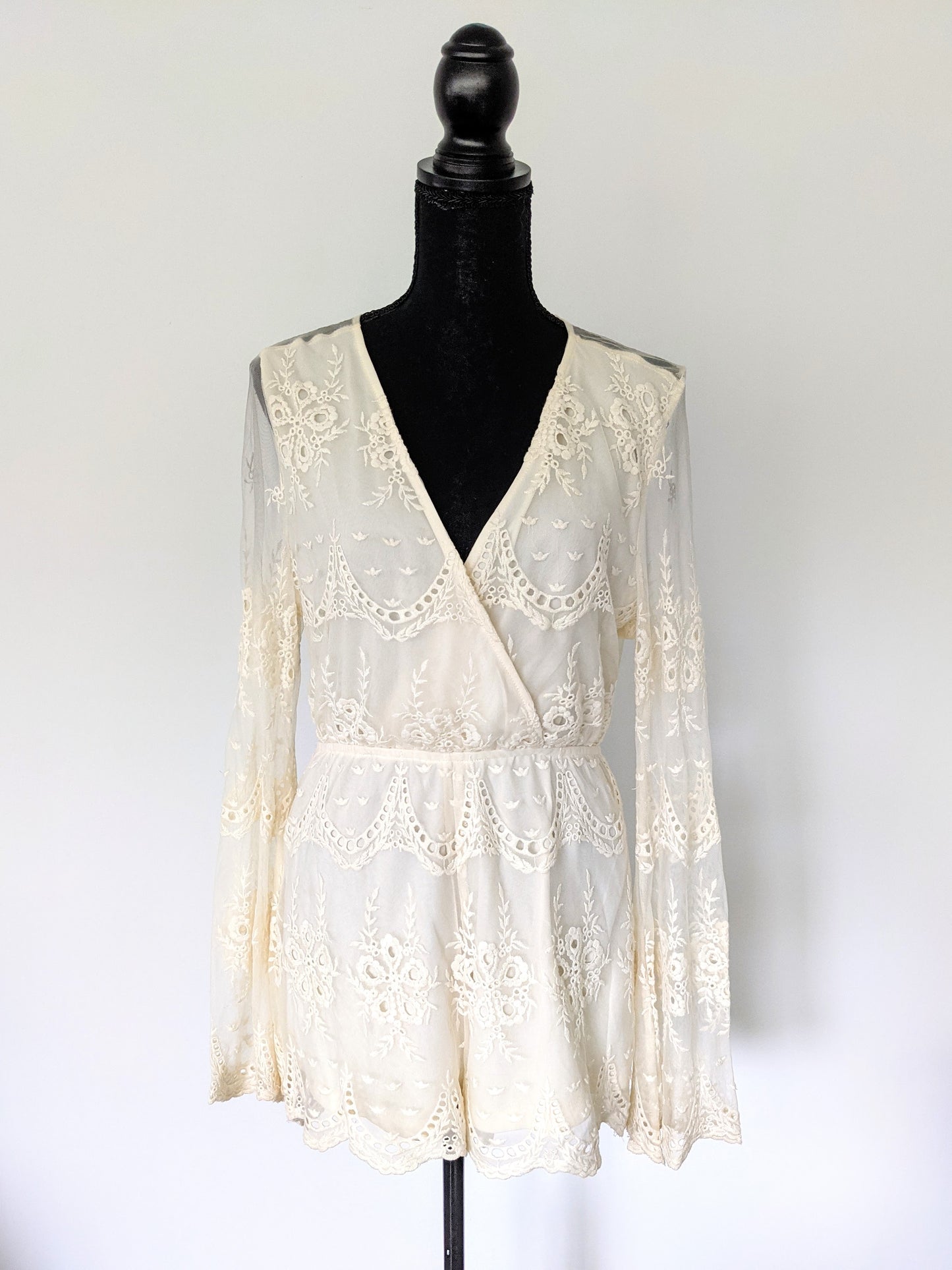 Cream Crochet Romper