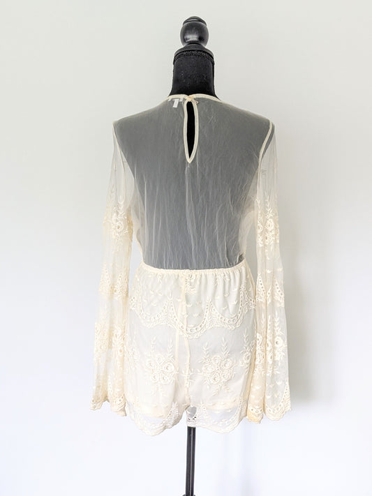 Cream Crochet Romper