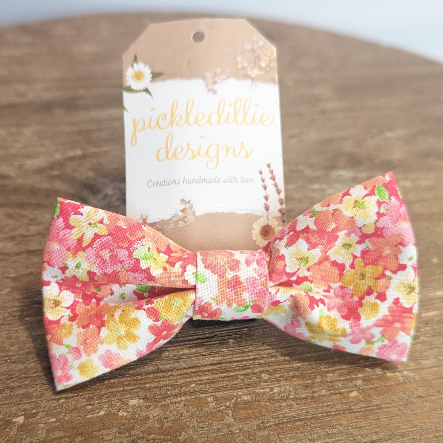 Pink Spring Floral Dog Bowtie