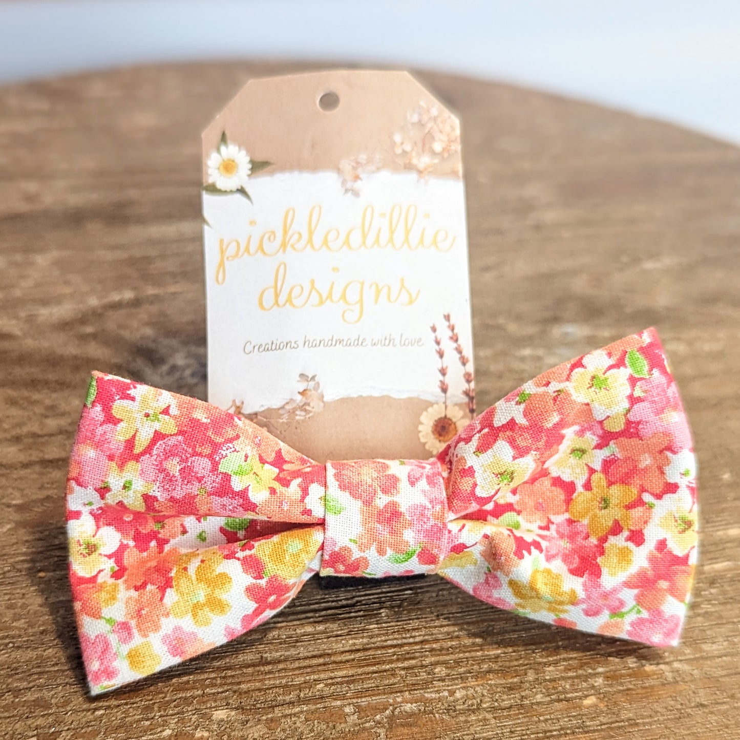 Pink Spring Floral Dog Bowtie