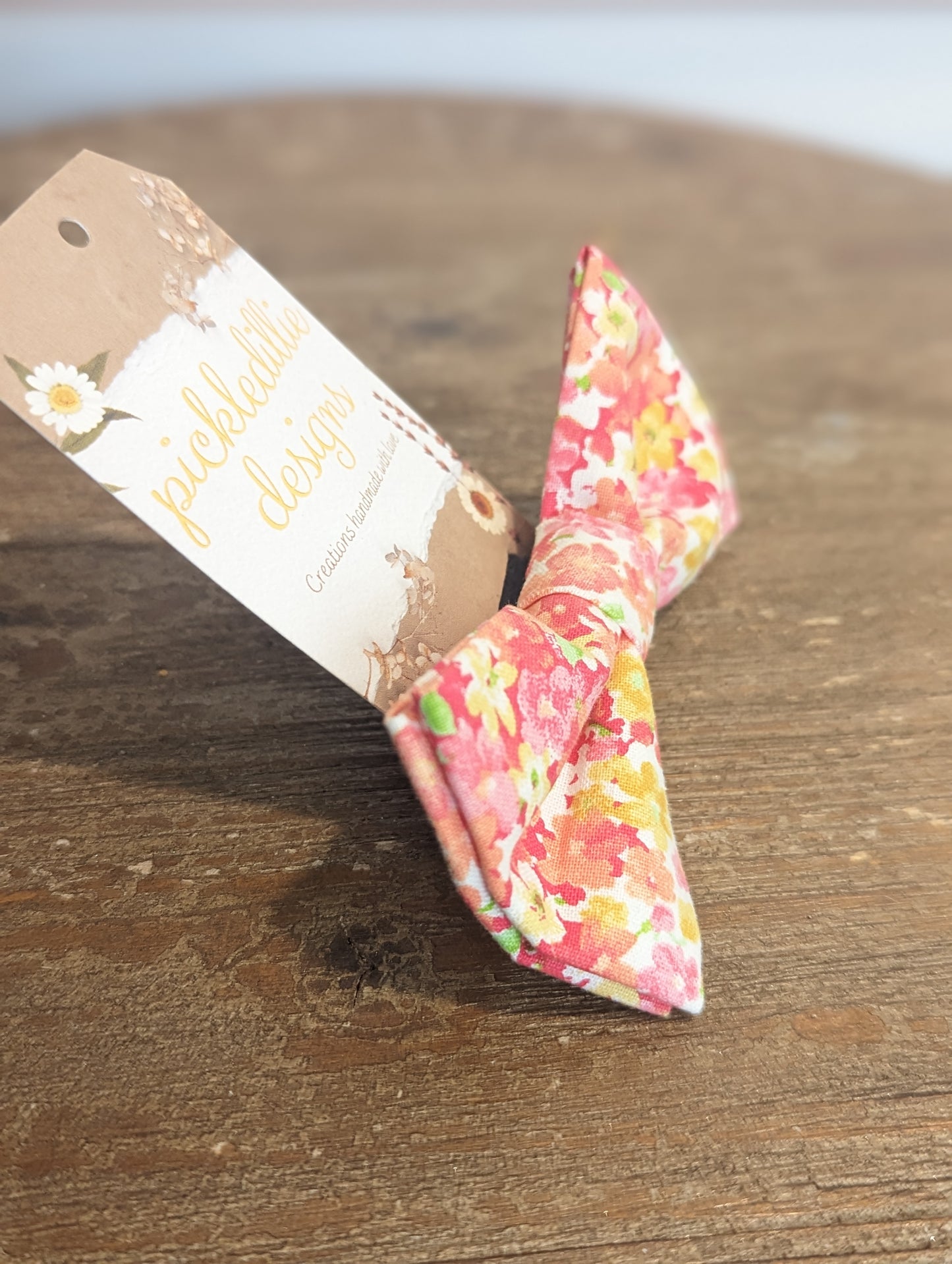 Pink Spring Floral Dog Bowtie