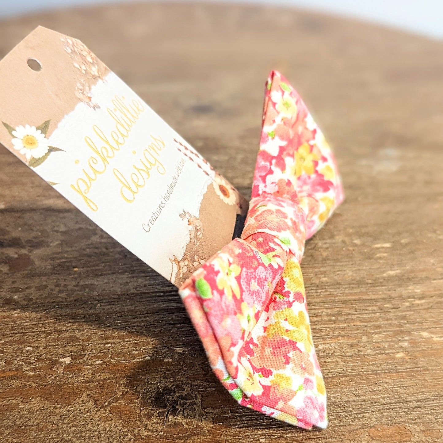 Pink Spring Floral Dog Bowtie