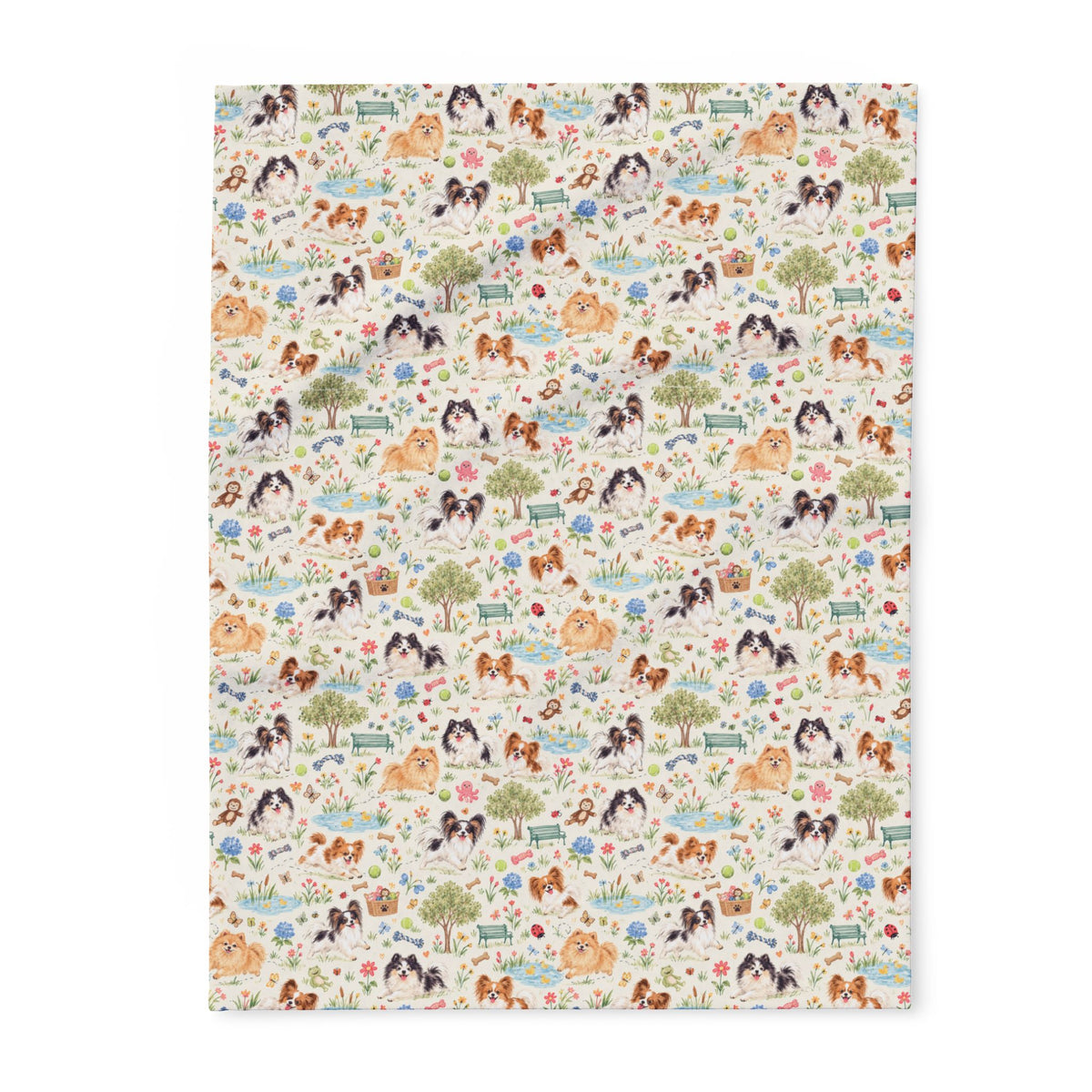 Arctic Fleece Blanket with Cute Fluffy Dogs Pattern