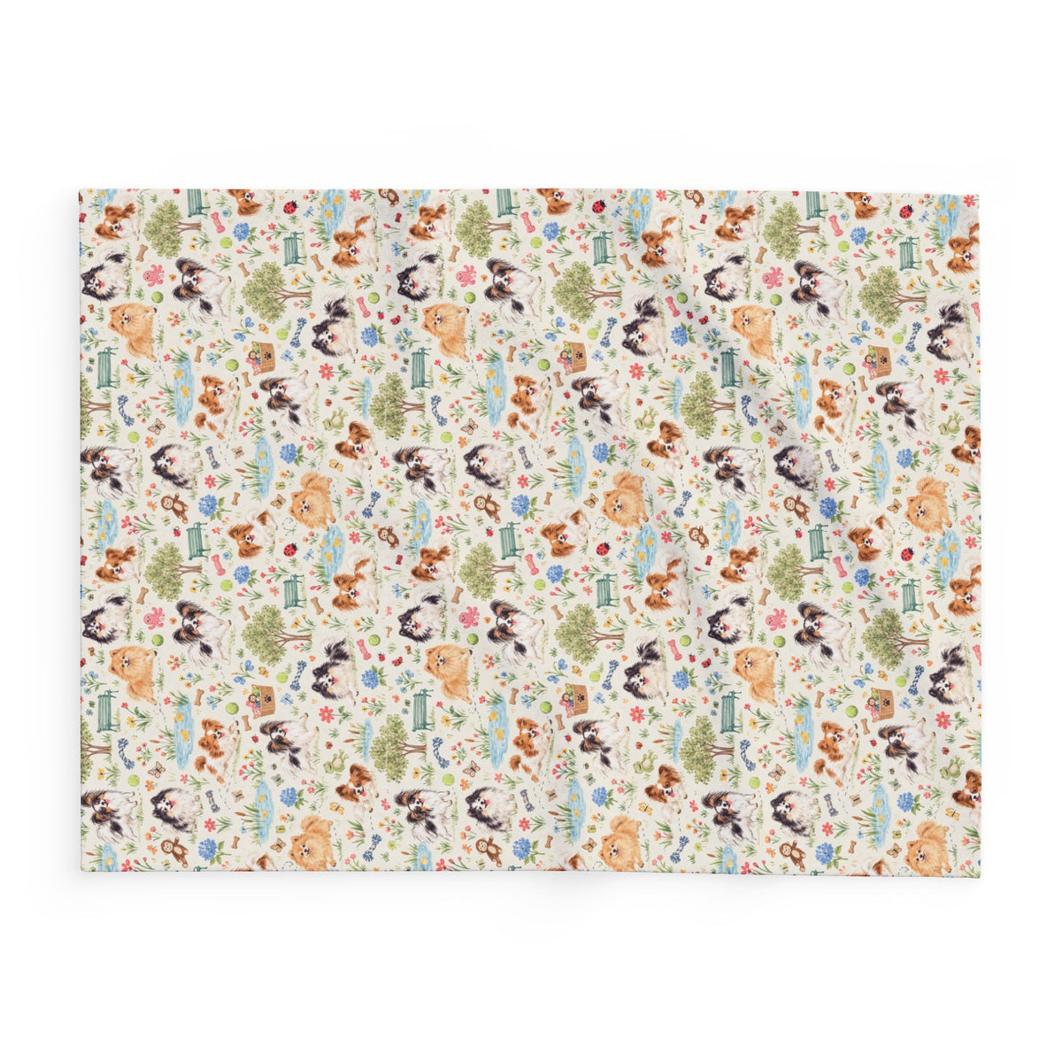 Arctic Fleece Blanket with Cute Fluffy Dogs Pattern