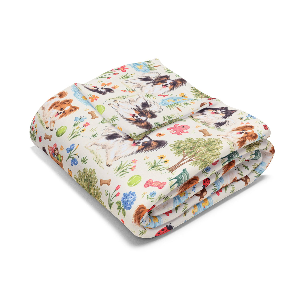 Arctic Fleece Blanket with Cute Fluffy Dogs Pattern