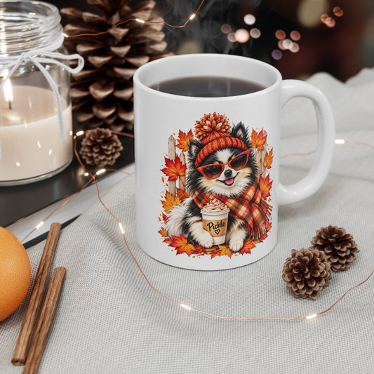 Fall Pickle Coffee Mug – Cozy Autumn Leaves Design