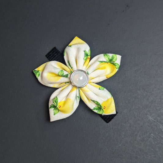 Lemons & Pearls Dog Flower Bow - XS