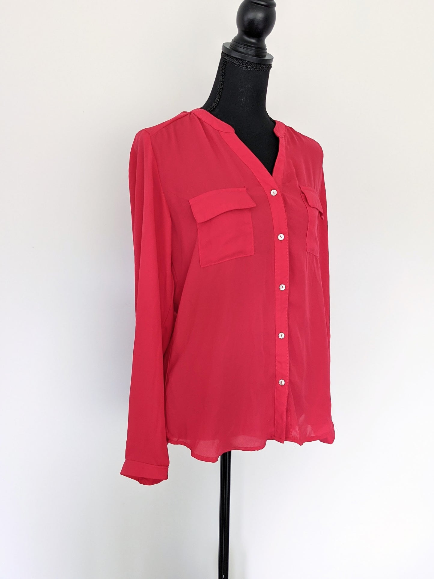 Hot Pink Button Down Blouse